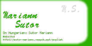 mariann sutor business card